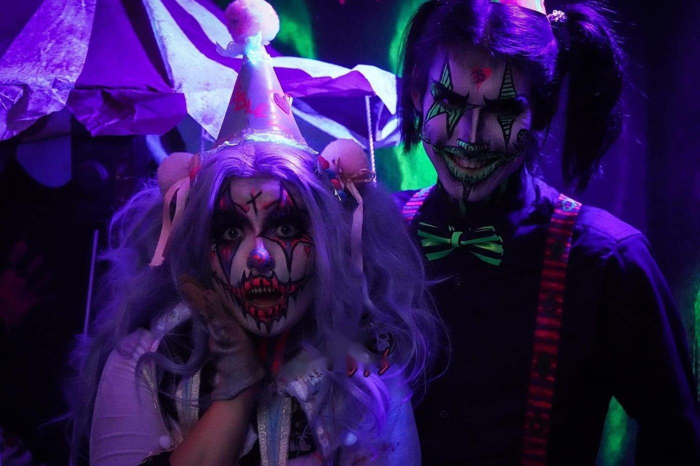 Two jester-style clown characters