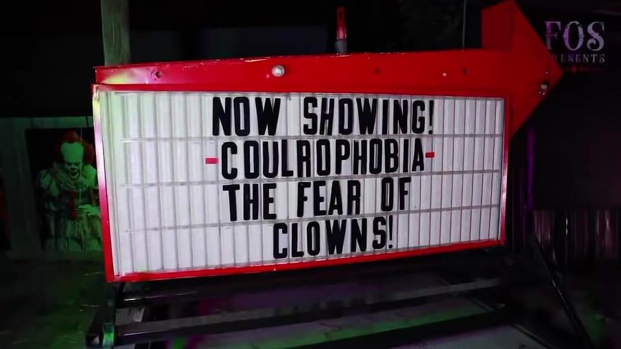 The Now Showing Coulrophobia marquee sign
